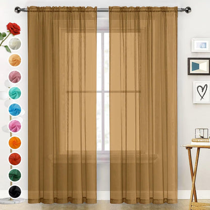 SpaceDresser Sheer Voile Curtains for Living Room 84 Inch Long 2 Panels