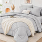 FUANNA Full Size Comforter Sets 7 PCS, Navy Blue Bed Set, Soft Bed in a Bag