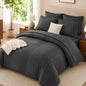 Queen Comforter Set with Sheets, 7-Piece Bed in a Bag Queen Black