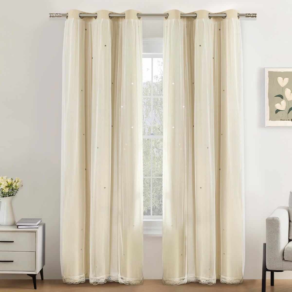 XiDi Blackout Curtains for Girls Bedroom Decor Pink Kids Rainbow Curtains