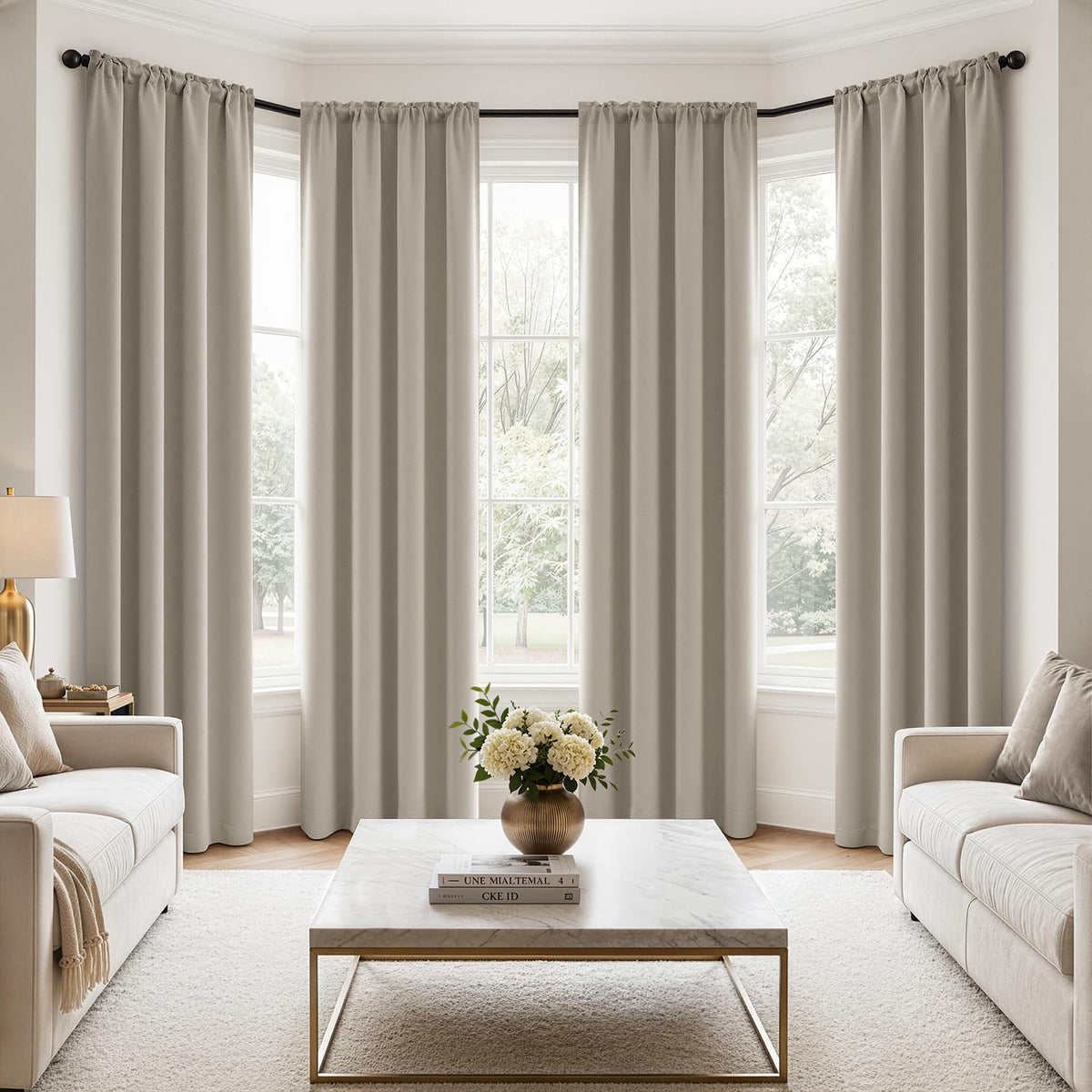 MIULEE Black Blackout Curtains 63 Inch Length for Bedroom Set of 4 Panels