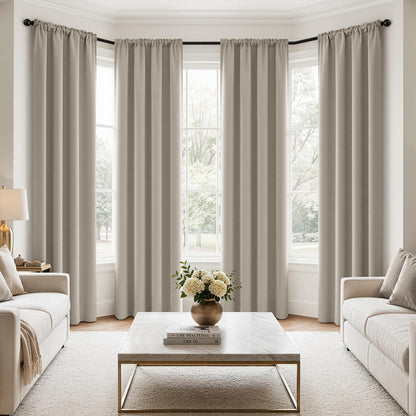 MIULEE Black Blackout Curtains 63 Inch Length for Bedroom Set of 4 Panels