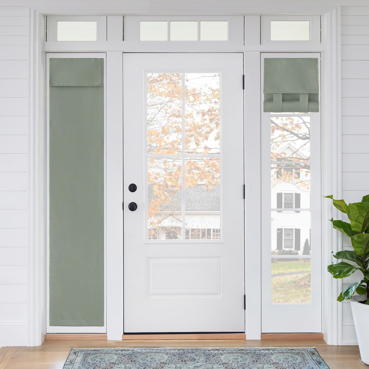 RYB HOME Blackout French Door Curtain, No Drill, W26 x L69, Black, 1 Panel