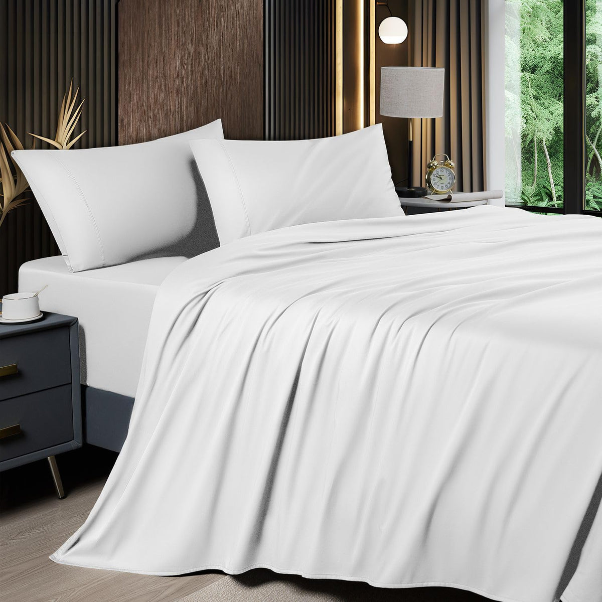 Shilucheng 6 Piece Queen Sheet Sets, Cooling Sheets, Dark Grey