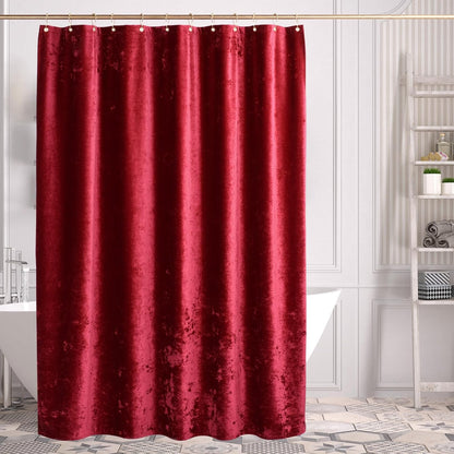 TAMGHO Crushed Velvet Shower Curtain, Marron Red, 72 x 72