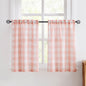 Taupe White Check Kitchen Tier Curtains for Basement Laundry 27x36 2pcs