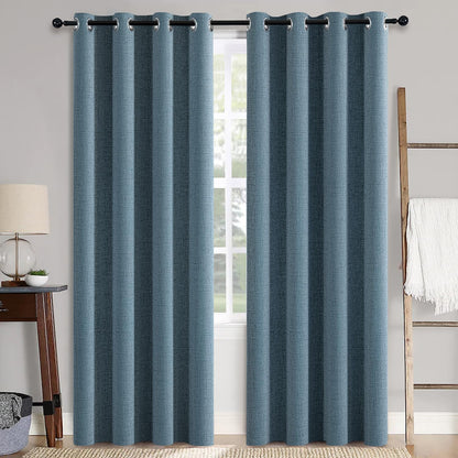 MIULEE 100% Blackout Linen Curtains for Bedroom 52x90 Inches Natural Beige