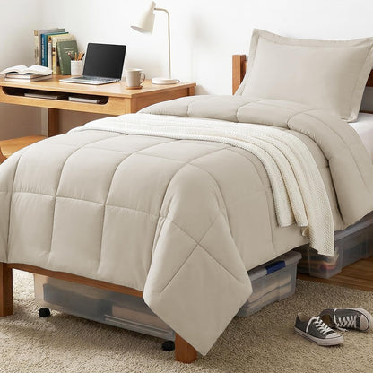 CozyLux Queen Comforter Set, 3-Piece Box-Stitched, Black