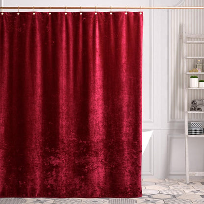 TAMGHO Crushed Velvet Shower Curtain, Marron Red, 72 x 72