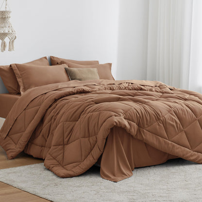 Love's cabin Queen Comforter Set, 7 Pieces Bed in a Bag, Black