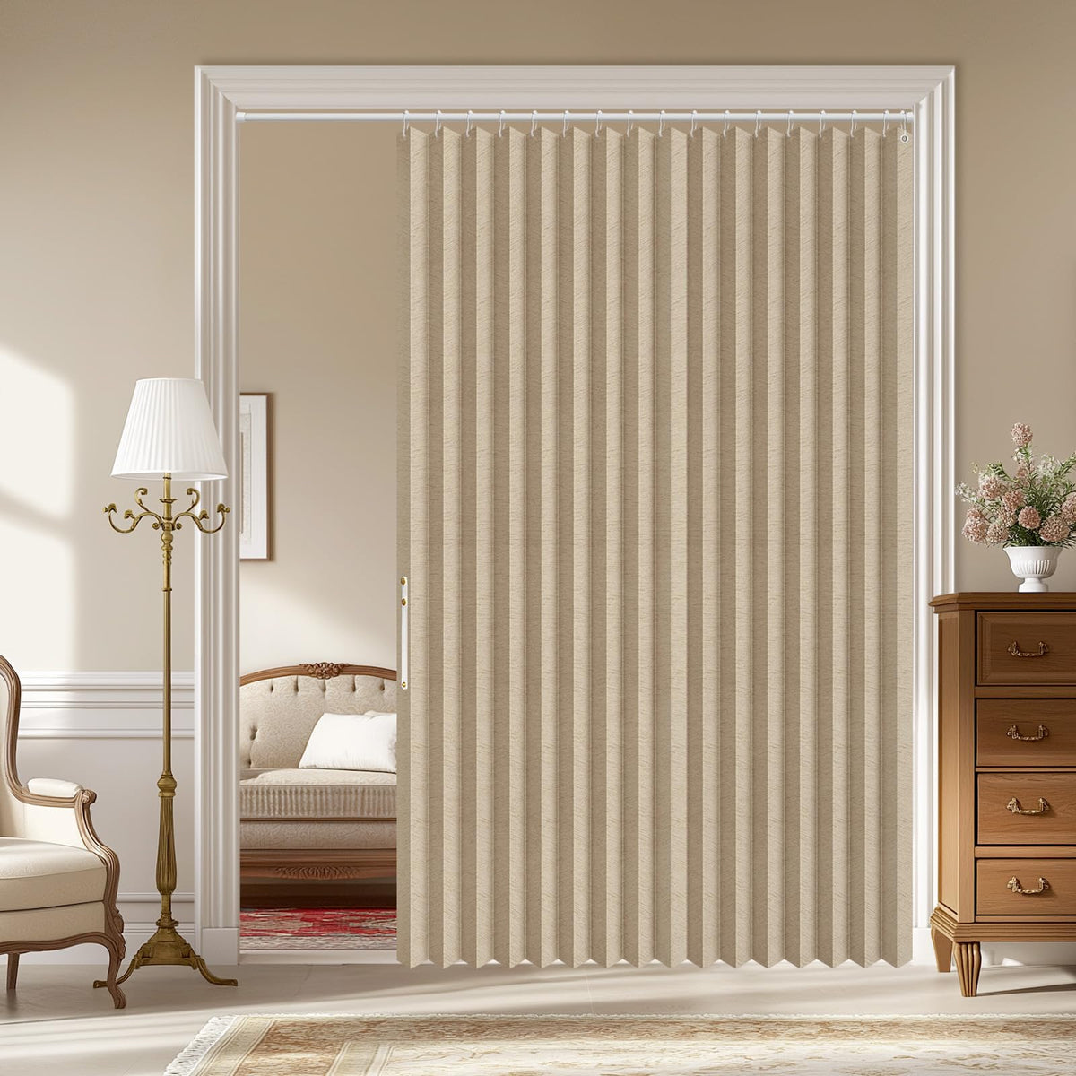 AJAZZ Blackout Accordion Door Magnetic Door Curtain Folding Closet Doors Curtain Invisible for Bedroom Room Living Room Doorway, Grey 42" W x 78" L, 1 Panel