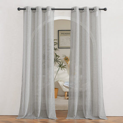 NICETOWN Semi Sheer Linen Ivory Curtains for Bedroom, W52xL84, 2 Panels