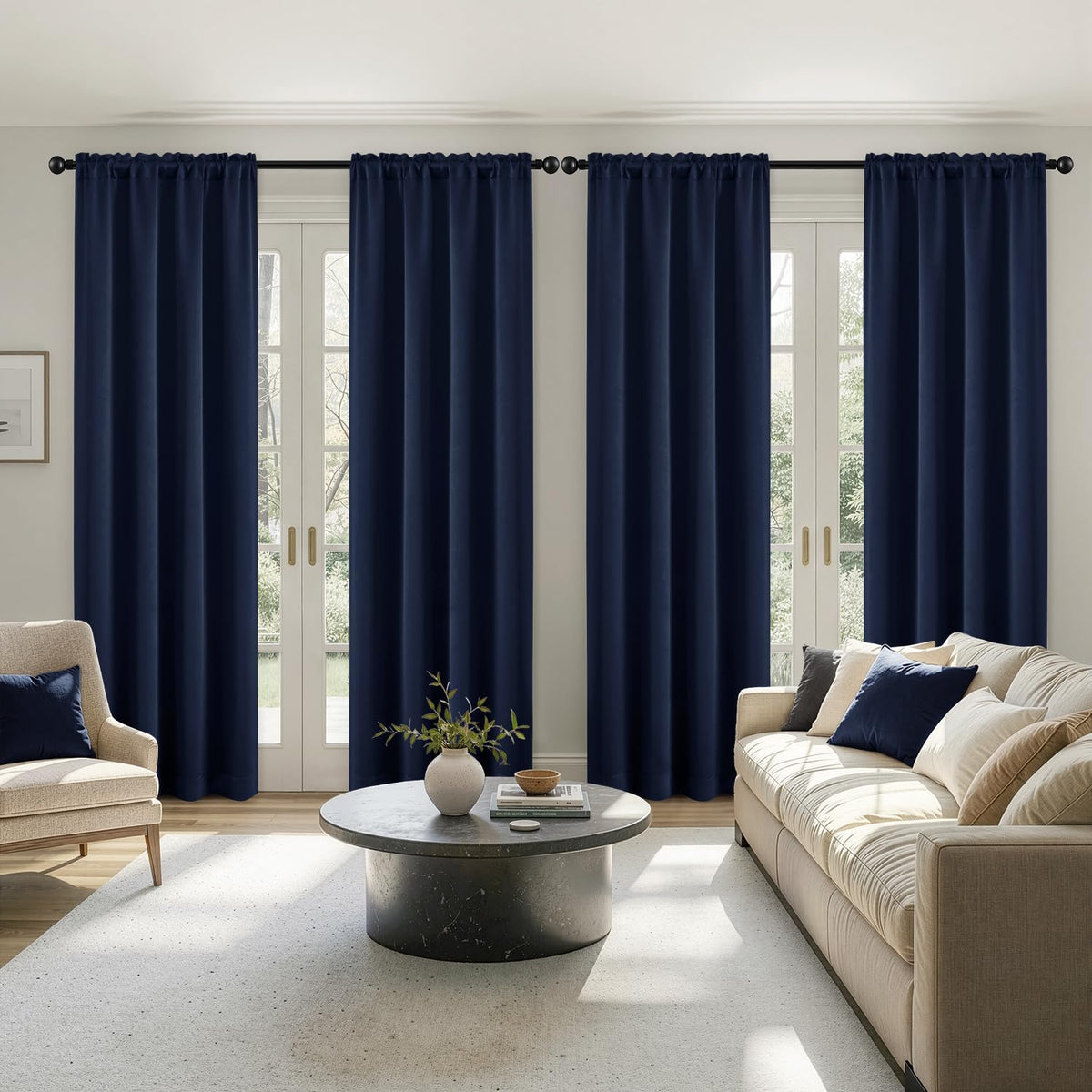 MIULEE Black Blackout Curtains 63 Inch Length for Bedroom Set of 4 Panels
