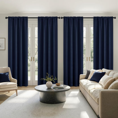 MIULEE Black Blackout Curtains 63 Inch Length for Bedroom Set of 4 Panels