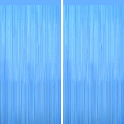 GCB 2Pack Black Metallic Tinsel Foil Fringe Curtain, Black Curtain Backdrop