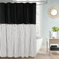 DOSLY IDÉES Farmhouse Shower Curtain,Beige and Gray Stripe,Button Curtain,Linen and Cotton Woven Fabric,Rustic Charm Country Chic Style,72x72 in