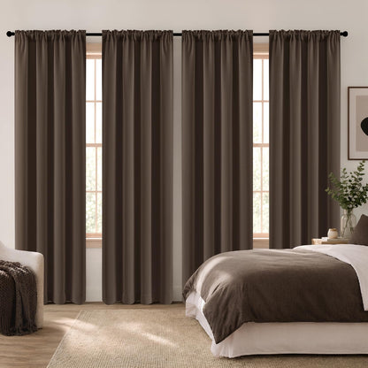 MIULEE Black Blackout Curtains 63 Inch Length for Bedroom Set of 4 Panels