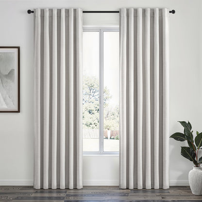 Topfinel Cream Linen Blackout Curtains 84 Inch Long for Bedroom Living Room, Ivory Pinch Pleat Back Tab Full Blackout Drapes Farmhouse Boho Curtains for Window, White Neutral Curtains 52" X 84" 7 FT