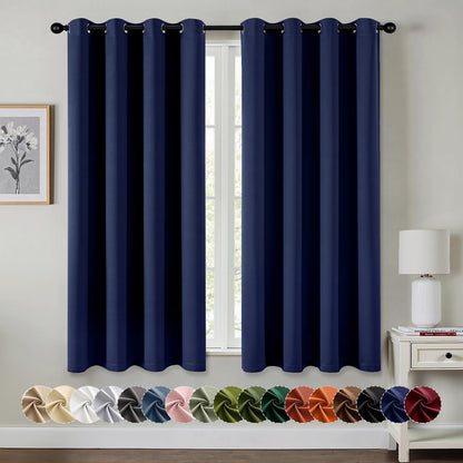 MIULEE Blackout Curtains for Bedroom 2 Panels 40 x 63 Inch Long Black