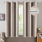 MIULEE 100% Blackout Linen Curtains for Bedroom 52x90 Inches Natural Beige