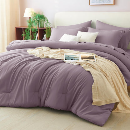 CozyLux Queen Comforter Set Black, 7 Pieces Bed in a Bag