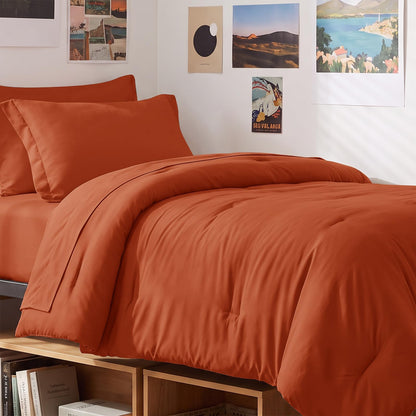 CozyLux Queen Comforter Set Black, 7 Pieces Bed in a Bag