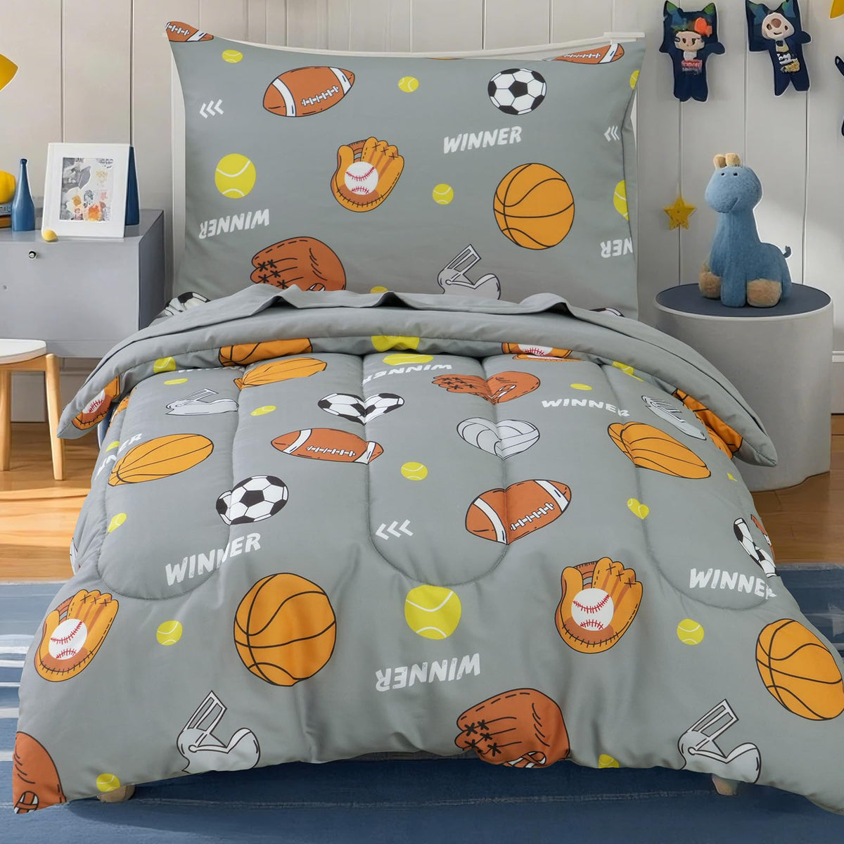 david's kids 4 Piece Toddler Bedding Set - Soft Breathable Toddler Bedding Set for Boys Girls, Includes Quilted Comforter, Flat Sheet, Fitted Sheet and Pillowcase, Dinosaur Navy