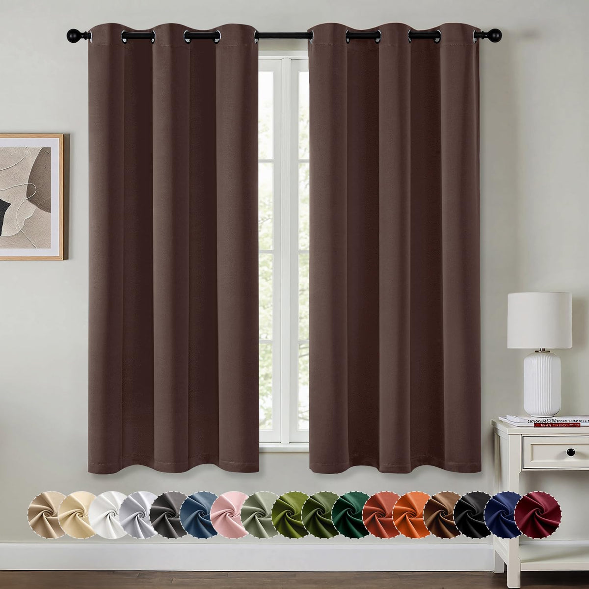 MIULEE Blackout Curtains for Bedroom 2 Panels 40 x 63 Inch Long Black
