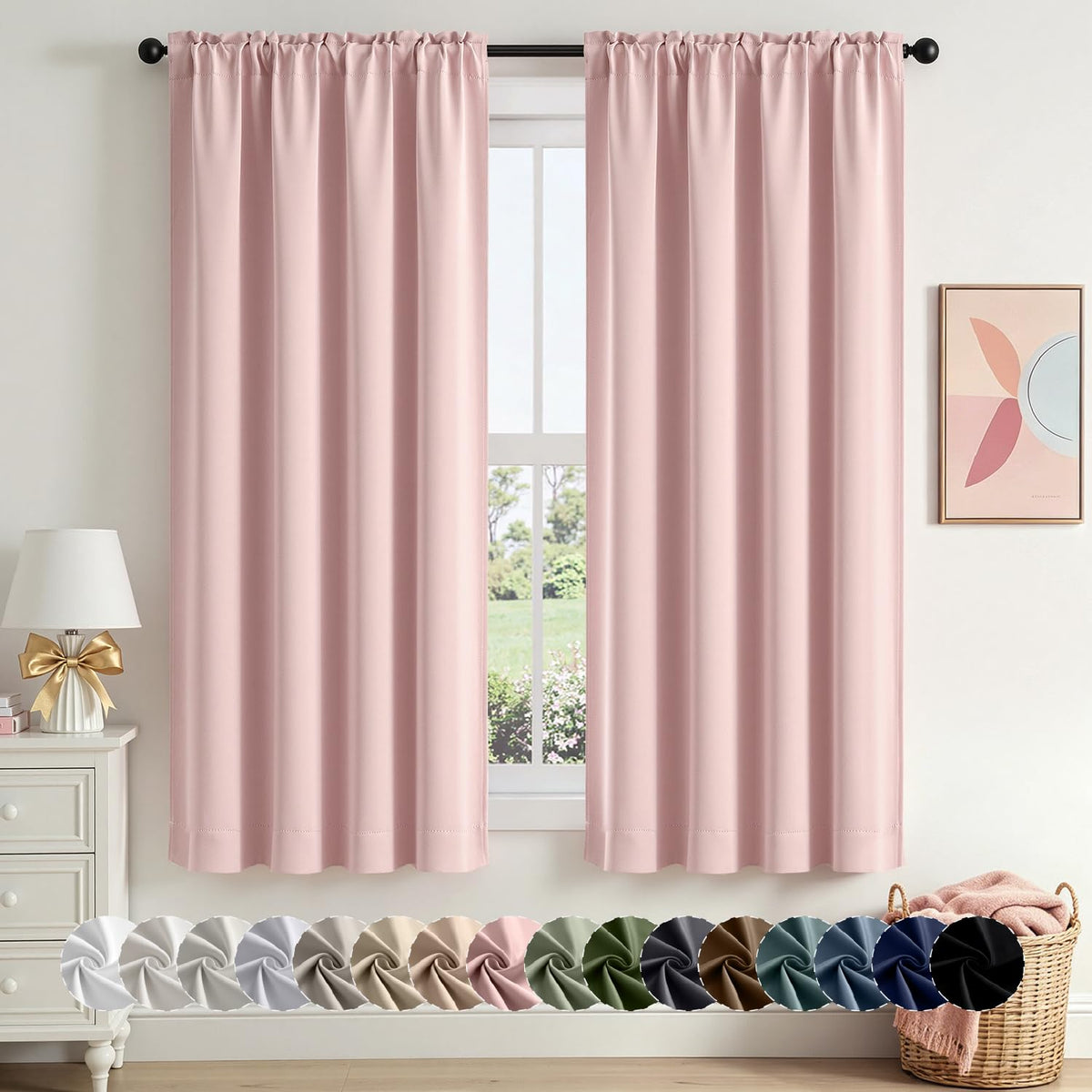 MIULEE Halloween Black Blackout Curtains for Bedroom Room 40"x63" 2 Panels