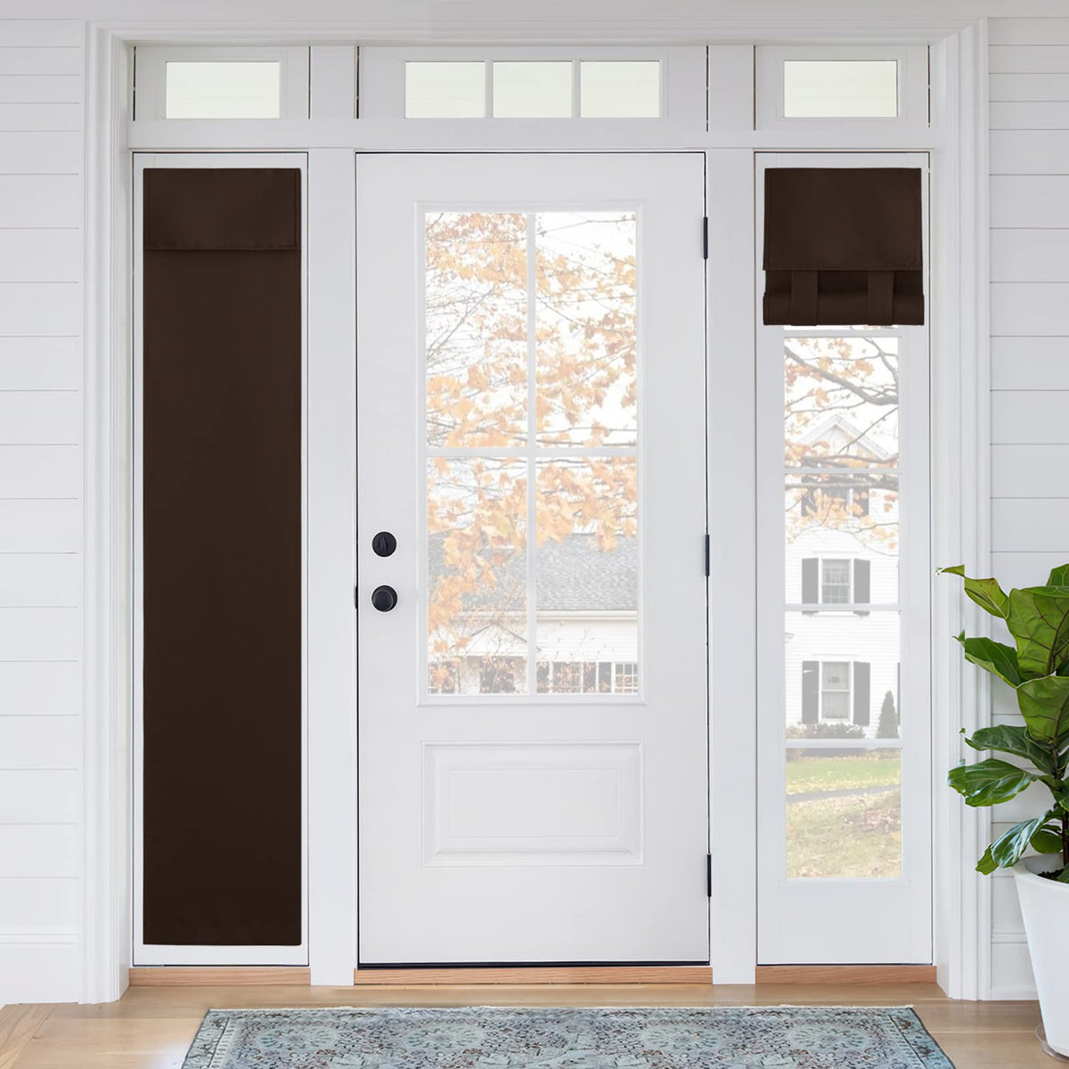 RYB HOME Blackout French Door Curtain, No Drill, W26 x L69, Black, 1 Panel