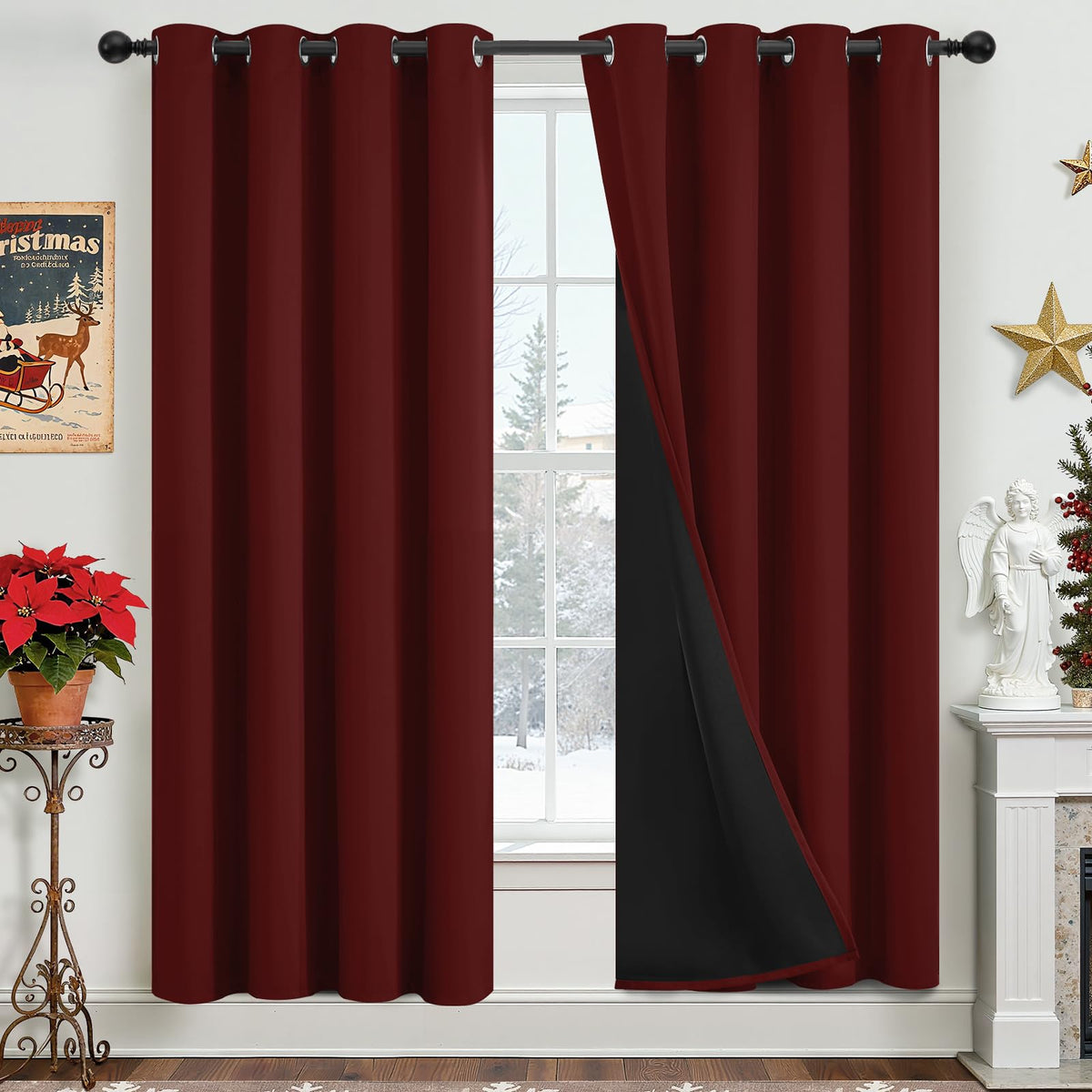 Yakamok Emerald Green Blackout Curtains 84 inches for Living Room, 52" Wide