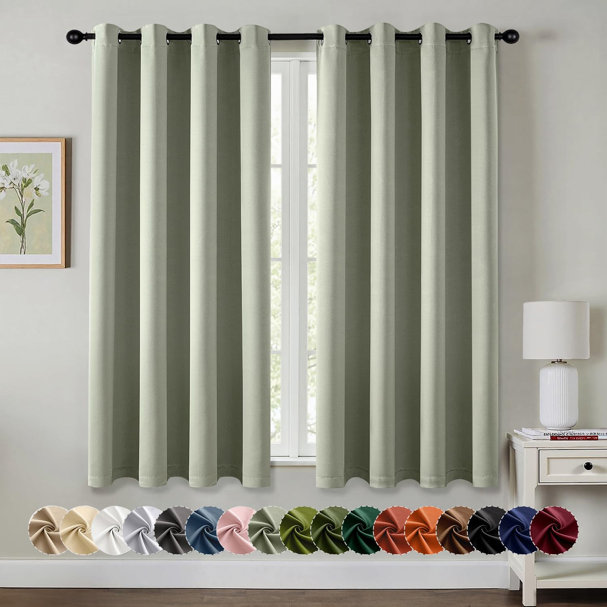 MIULEE Blackout Curtains for Bedroom 2 Panels 40 x 63 Inch Long Black