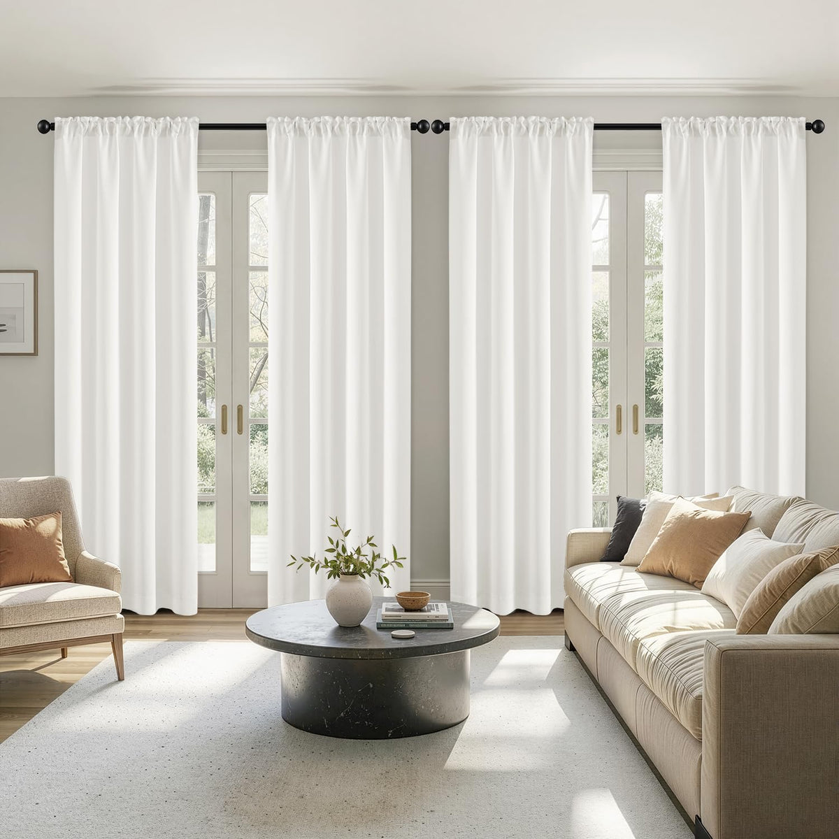MIULEE Black Blackout Curtains 63 Inch Length for Bedroom Set of 4 Panels
