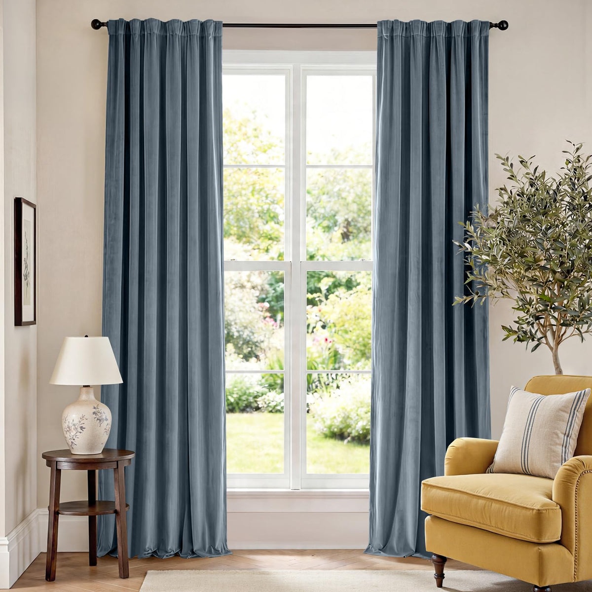 Lazzzy Blackout Curtains Thermal Insulated Curtains Room Window Drapes Super Soft Luxury Curtains for Living Room Bedroom Rod Pocket 2 Panels, 96 Inch Lined | Beige