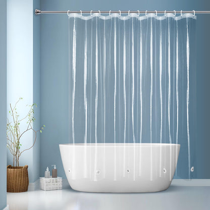 EurCross Clear Shower Curtain Liner Short Length 68 inches with 5 Magnets, Waterproof PVC-Free 9G Heavy Duty PEVA Shorter Transparent Shower Curtain 72 x 68 inch Without Hooks