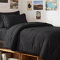 CozyLux Queen Comforter Set Black, 7 Pieces Bed in a Bag