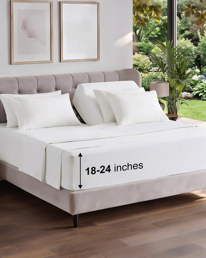 CGK Extra Deep King Sheet Set - 6pc Cooling Sheets - White