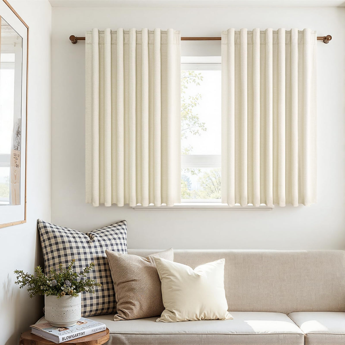 Topfinel Cream Linen Blackout Curtains 84 Inch Long for Bedroom Living Room, Ivory Pinch Pleat Back Tab Full Blackout Drapes Farmhouse Boho Curtains for Window, White Neutral Curtains 52" X 84" 7 FT
