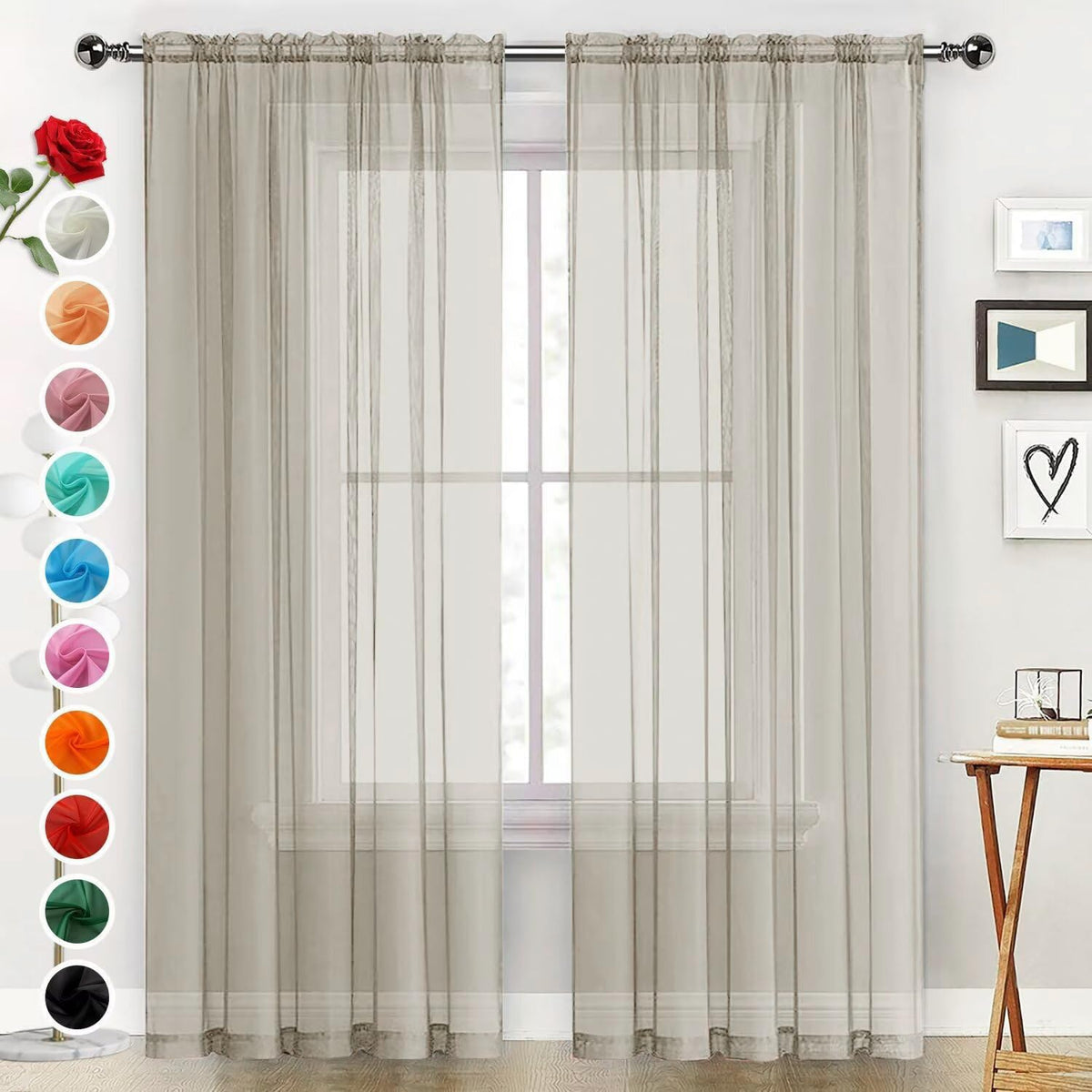 SpaceDresser Sheer Voile Curtains for Living Room 84 Inch Long 2 Panels