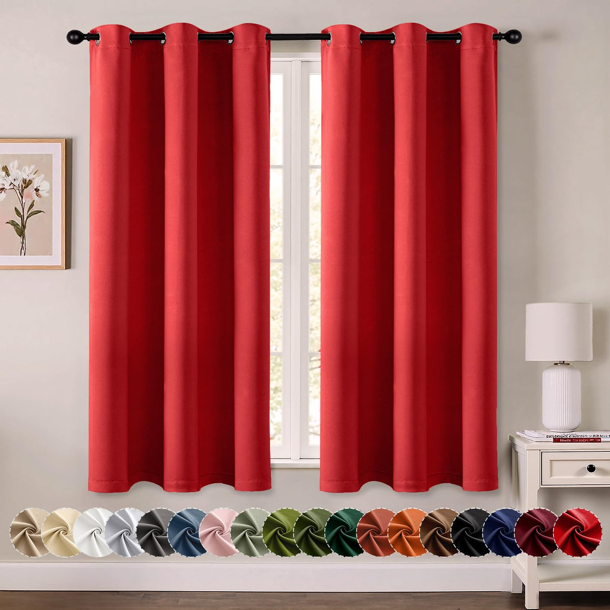 MIULEE Blackout Curtains for Bedroom 2 Panels 40 x 63 Inch Long Black