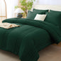CozyLux Queen Comforter Set Beige - 7 Pieces Vertical Quilted Bed in a Bag