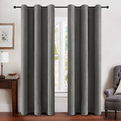 MIULEE 100% Blackout Linen Curtains for Bedroom 52x90 Inches Natural Beige