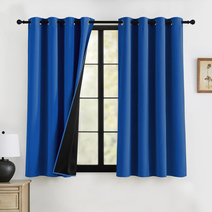 RYB HOME 100% Blackout Black Curtains for Bedroom Living Room 84 inch Long