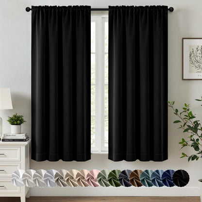 MIULEE Halloween Black Blackout Curtains for Bedroom Room 40"x63" 2 Panels