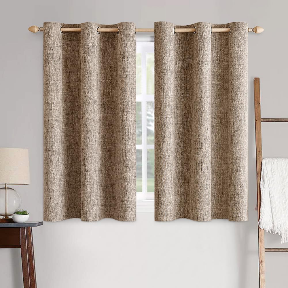 MIULEE 100% Blackout Linen Curtains for Bedroom 52x90 Inches Natural Beige