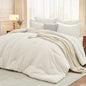 MUXHOMO Full Comforter Set 7 Pieces, Soft Bed in a Bag, Beige
