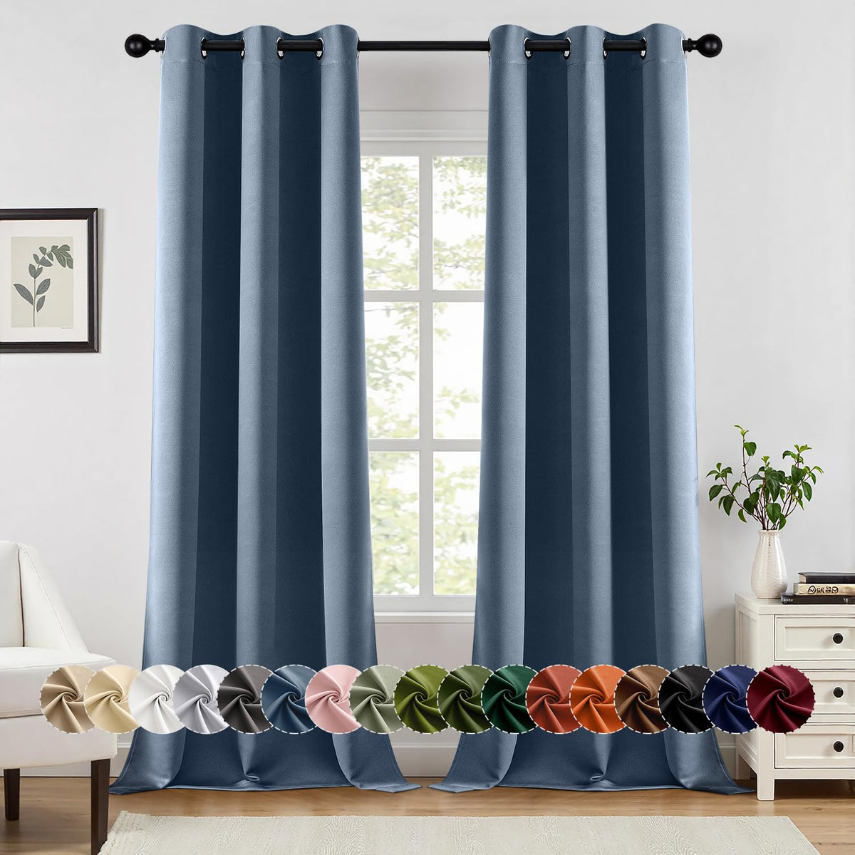 MIULEE Blackout Curtains for Bedroom 2 Panels 40 x 63 Inch Long Black