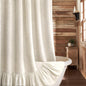 Farmhouse Shower Curtain Ruffle Linen Beige 72" W x 72" L