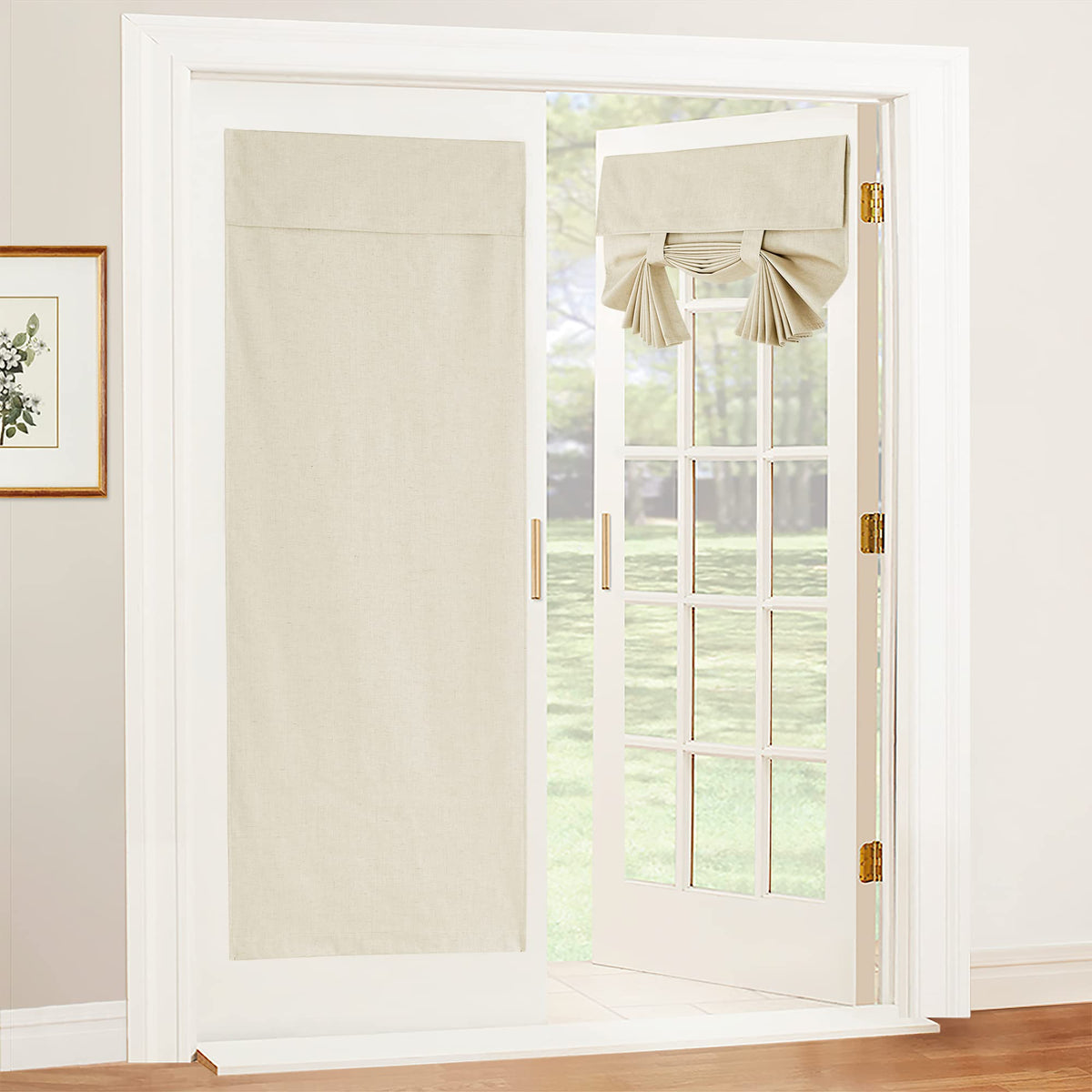 RYB HOME Blackout French Door Curtain, No Drill, W26 x L69, Black, 1 Panel