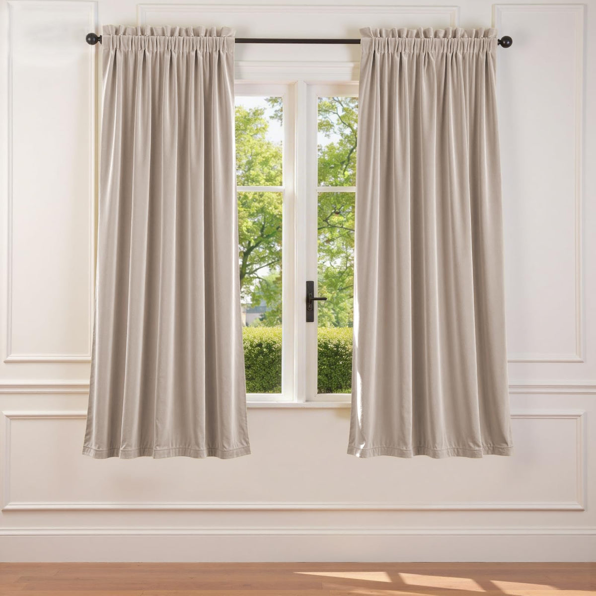 Lazzzy Blackout Curtains Thermal Insulated Curtains Room Window Drapes Super Soft Luxury Curtains for Living Room Bedroom Rod Pocket 2 Panels, 96 Inch Lined | Beige